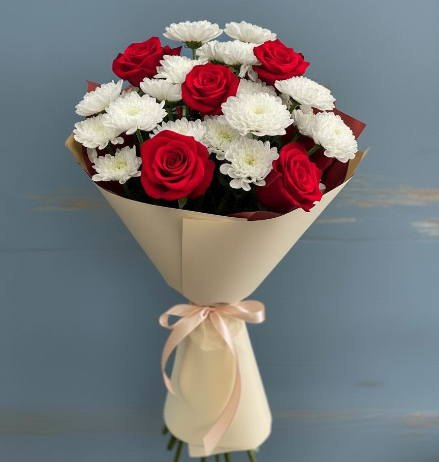 Букет цветов из: Розы и Хризантемы в Красноярском