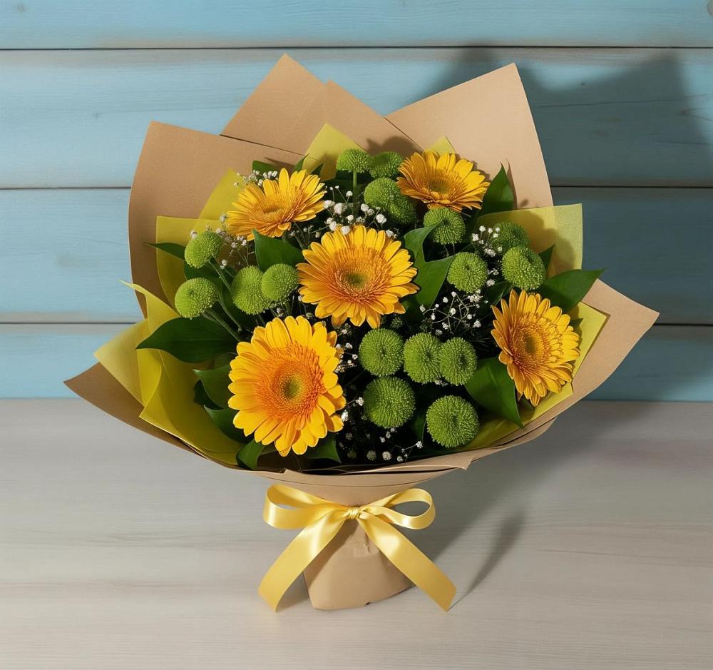 Букет цветов из: Герберы и Хризантемы в Красноярском