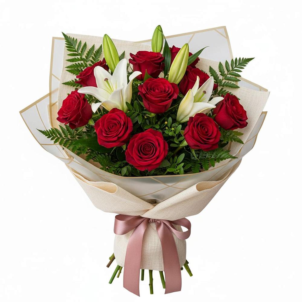 Букет цветов из: Лилии и Розы в Красноярском