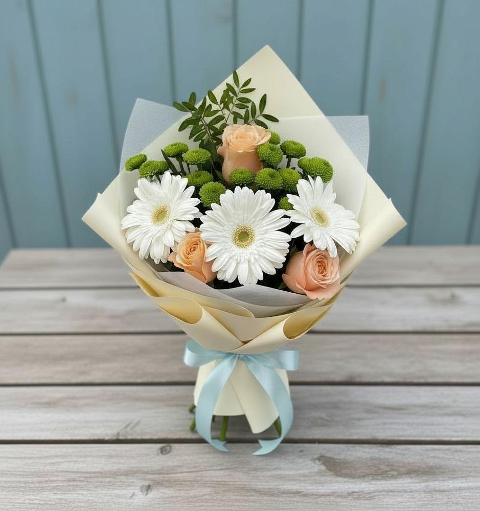 Букет цветов из: Герберы, Розы и Хризантемы в Красноярском
