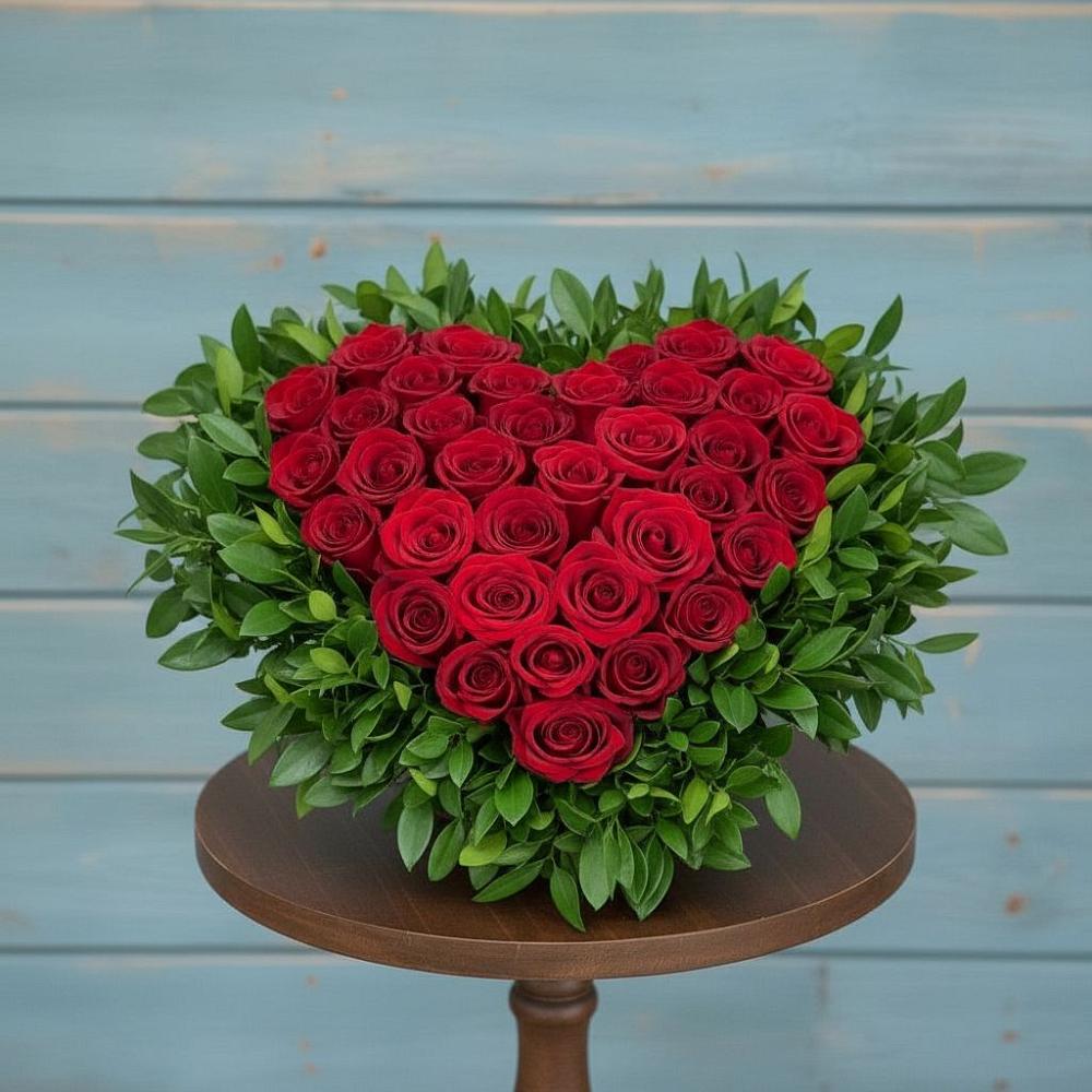 Цветочная композиция из Розы в виде сердца в Красноярском