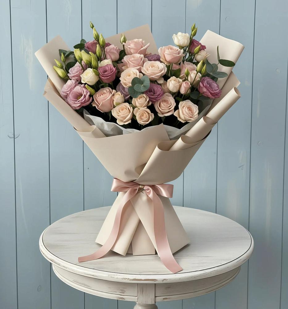 Букет цветов из: Розы и Лизиантусы в Красноярском