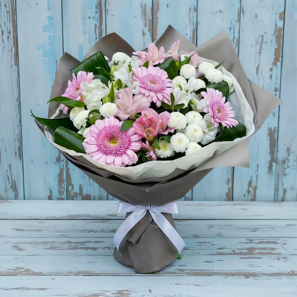 Букет цветов из: Герберы, Альстромерии и Хризантемы в Красноярском